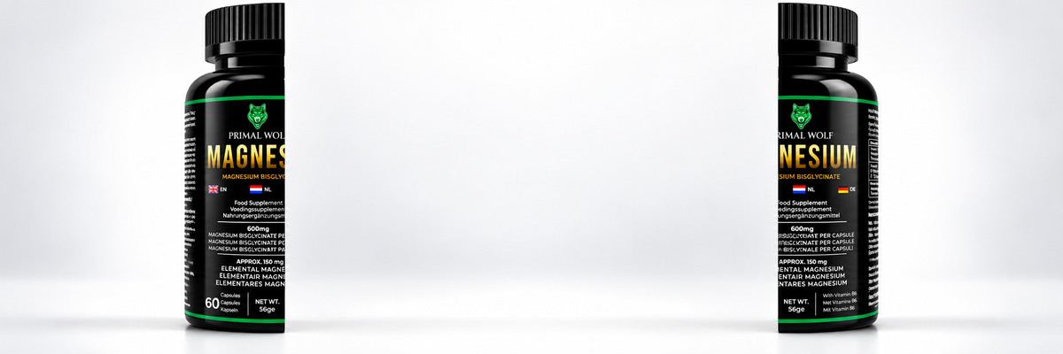 Primal Wolf Magnesium split-bottle banner on a clean white background